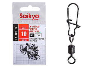 Вертлюг с застежкой Saikyo SA-302-10 - 10 шт (7кг)