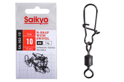 Вертлюг с застежкой Saikyo SA-302-10 - 10 шт (7кг)