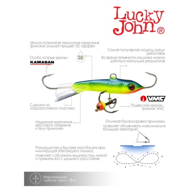 Балансир Lucky John CLASSIC 4.5 + тр. 50мм/12HRT