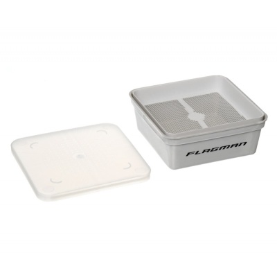 Коробка для наживки+сито+кришка (135x135x55 мм) GREY BOX+COVER+RIDDLE